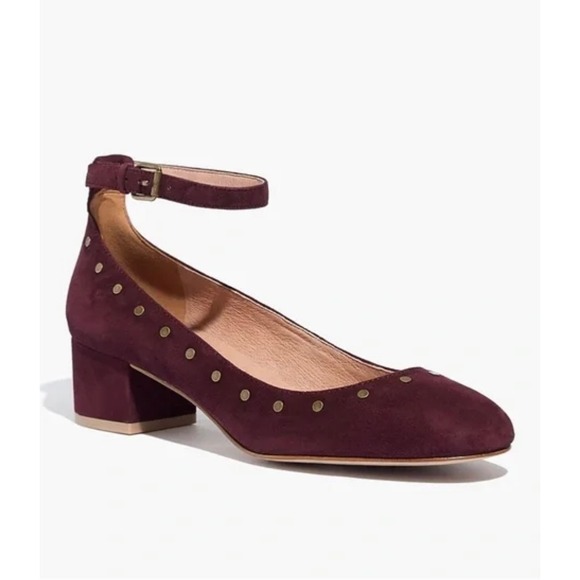 Madewell Inez Stud Ankle-Strap
Shoe Suede Studded Ankle Strap Pumps Block Heel - Picture 1 of 11